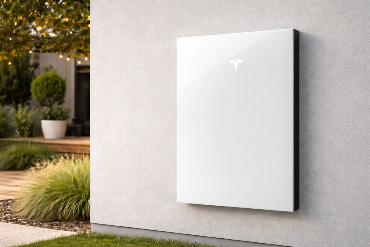 Tesla Powerwall at sunset twilight
